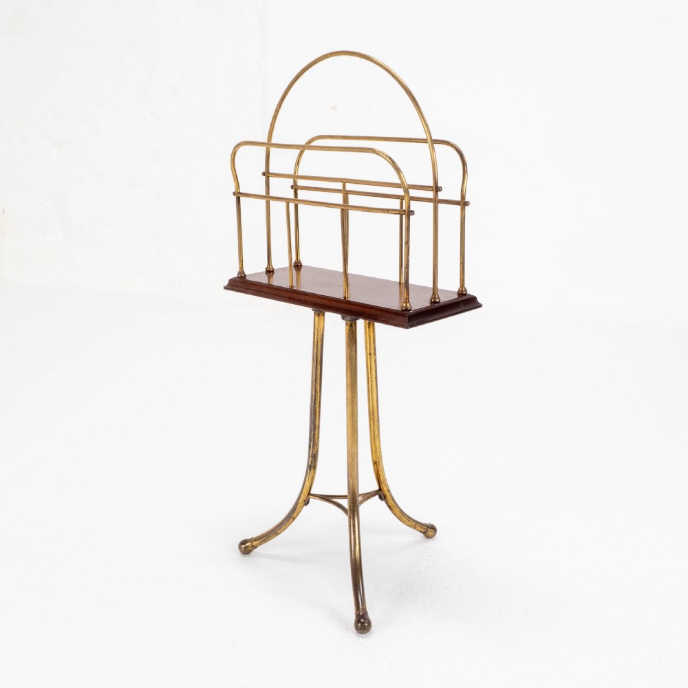 C19th Mahogany & Brass Revolving Magazine or Book Stand (Regency)