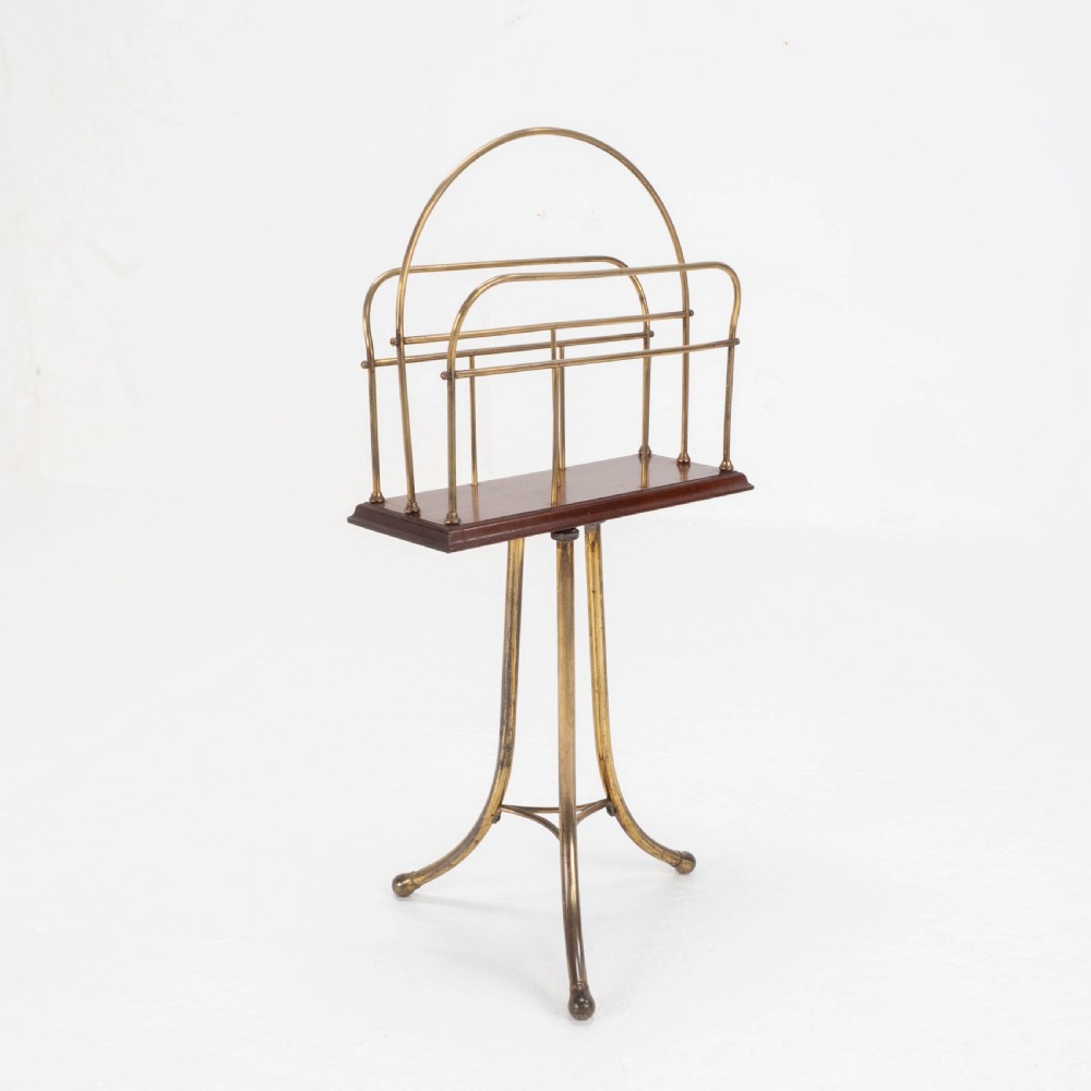 C19th Mahogany & Brass Revolving Magazine or Book Stand (Regency) View II