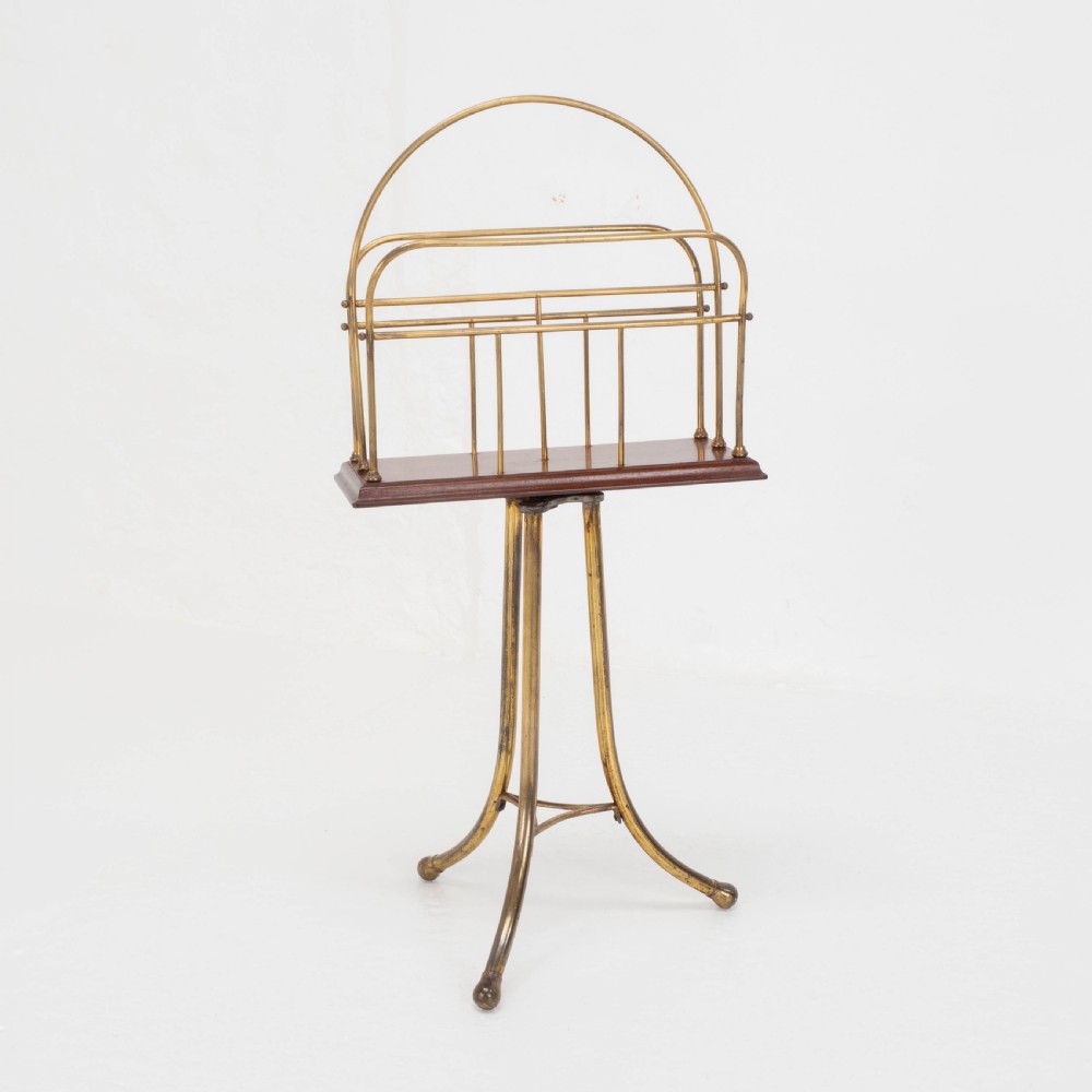 C19th Mahogany & Brass Revolving Magazine or Book Stand (Regency) View III