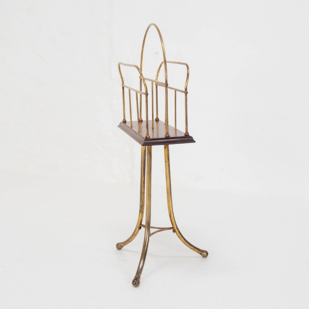 C19th Mahogany & Brass Revolving Magazine or Book Stand (Regency) View IV