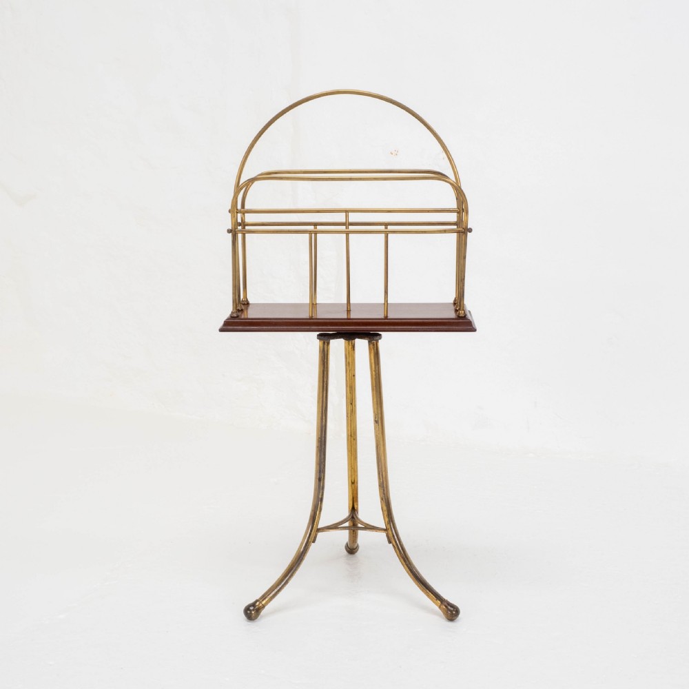 C19th Mahogany & Brass Revolving Magazine or Book Stand (Regency) View V