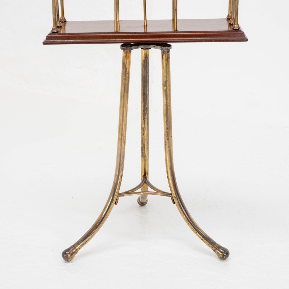 C19th Mahogany & Brass Revolving Magazine or Book Stand (Regency) View X