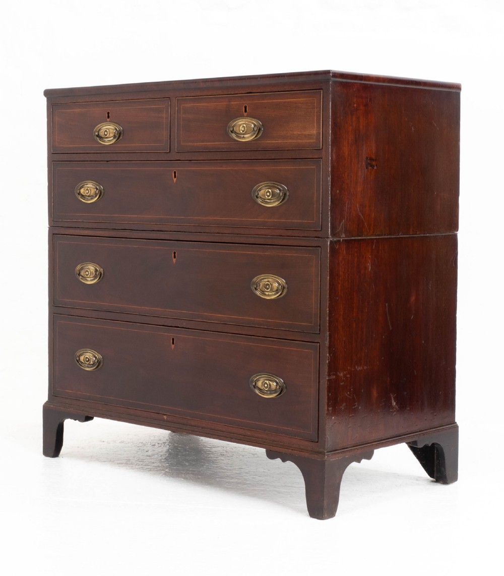 Georgian Mahogany Inlaid Split Chest of Drawers (Regency Campaign)