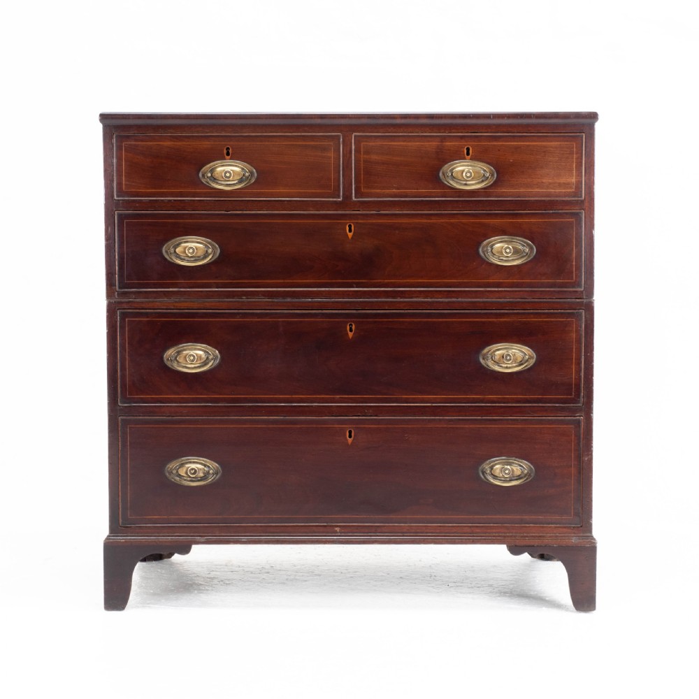 Georgian Mahogany Inlaid Split Chest of Drawers (Regency Campaign) View II