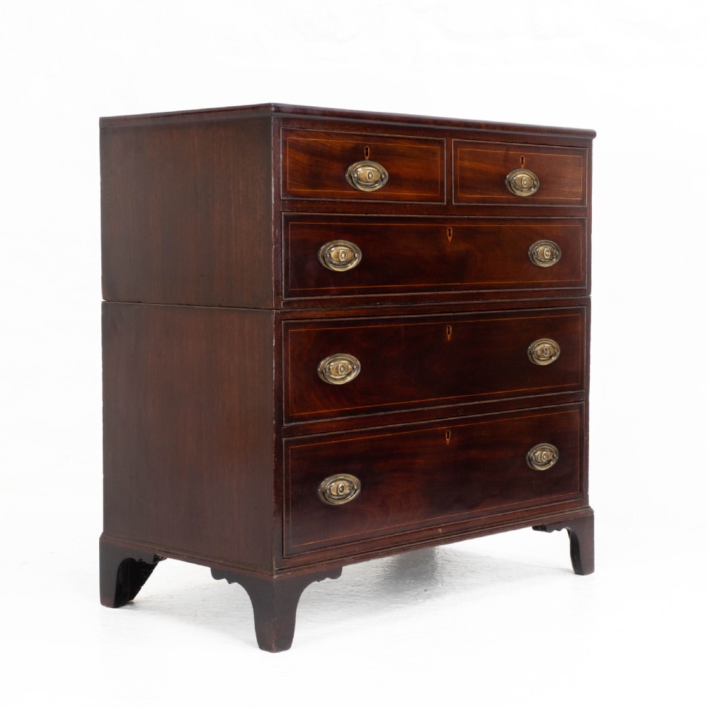 Georgian Mahogany Inlaid Split Chest of Drawers (Regency Campaign) View IV