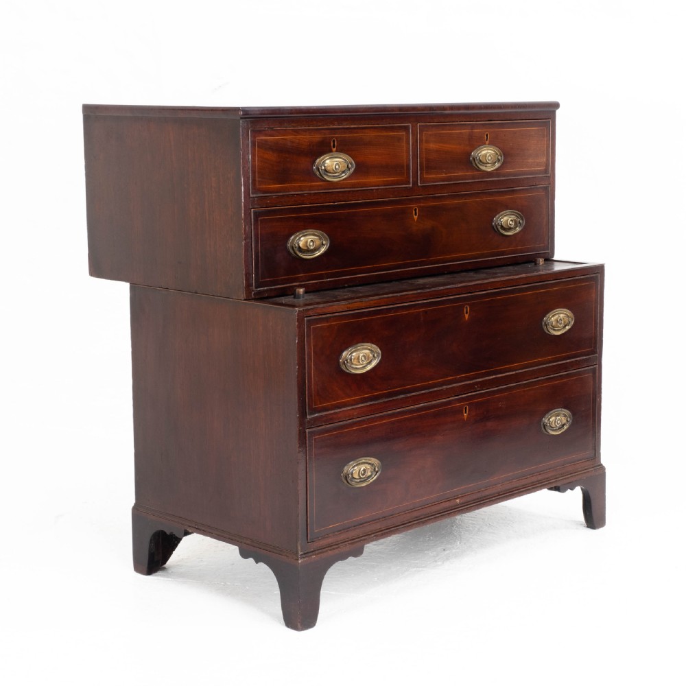 Georgian Mahogany Inlaid Split Chest of Drawers (Regency Campaign) View VI