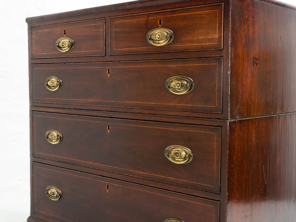 Georgian Mahogany Inlaid Split Chest of Drawers (Regency Campaign) View VII