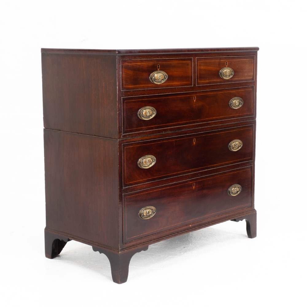 Georgian Mahogany Inlaid Split Chest of Drawers (Regency Campaign) View XI