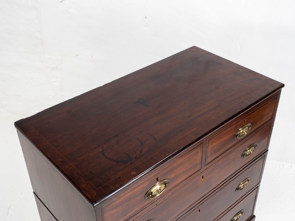 Georgian Mahogany Inlaid Split Chest of Drawers (Regency Campaign) View XIV