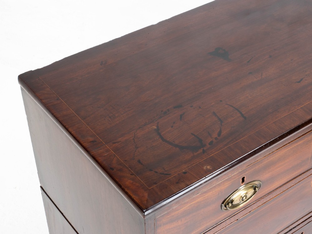 Georgian Mahogany Inlaid Split Chest of Drawers (Regency Campaign) View XV