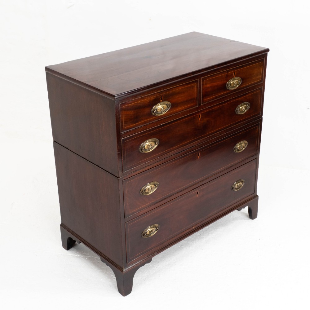 Georgian Mahogany Inlaid Split Chest of Drawers (Regency Campaign) View XVII