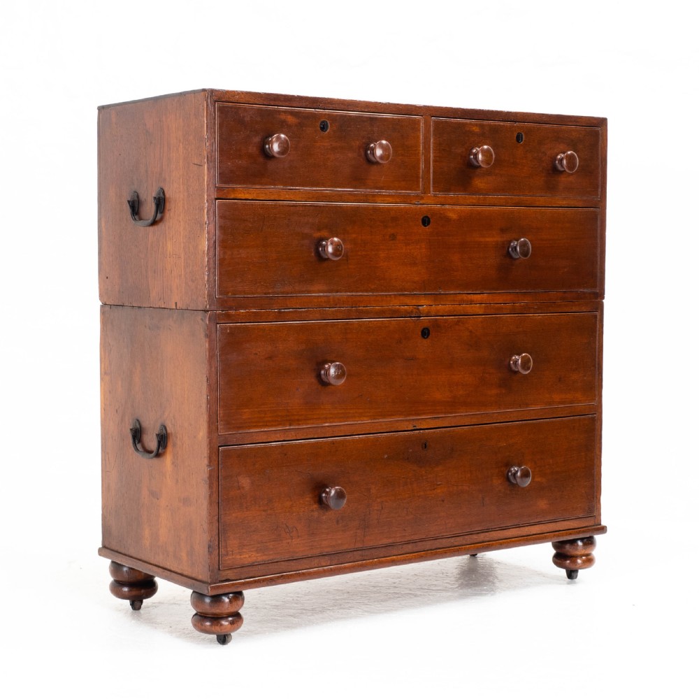 Georgian Military Campaign Teak Chest of Drawers (George III) View II