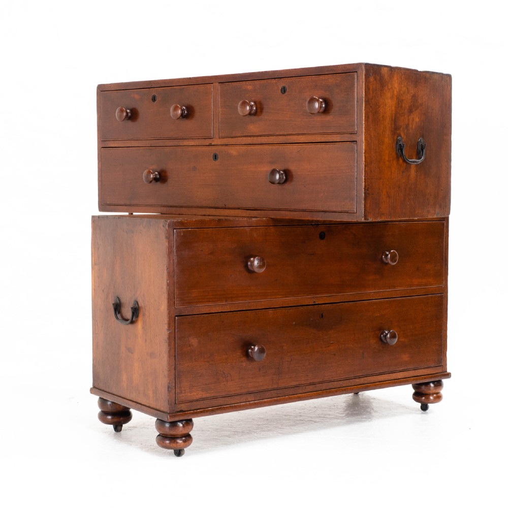 Georgian Military Campaign Teak Chest of Drawers (George III) View V