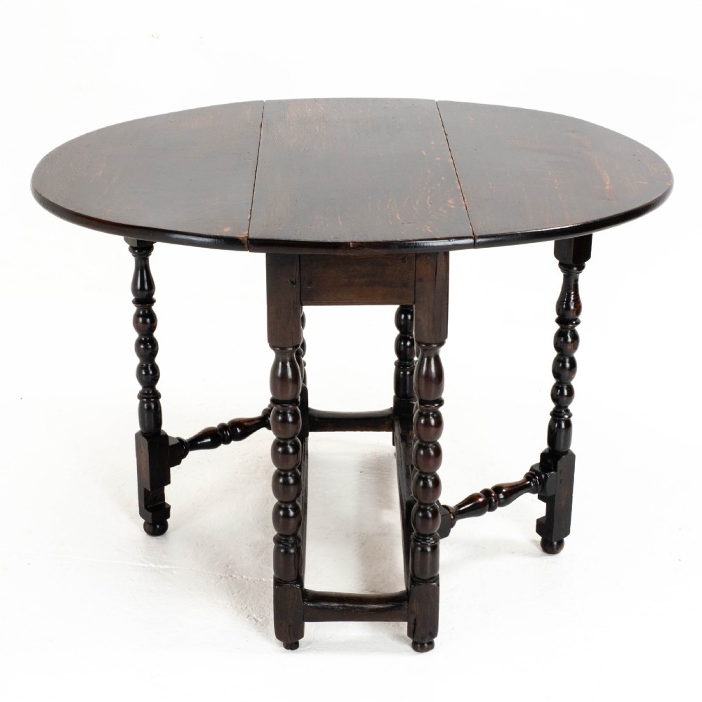 C17th Later Small Dark Oak Country Gateleg Dining Table (Side Occasional) View II