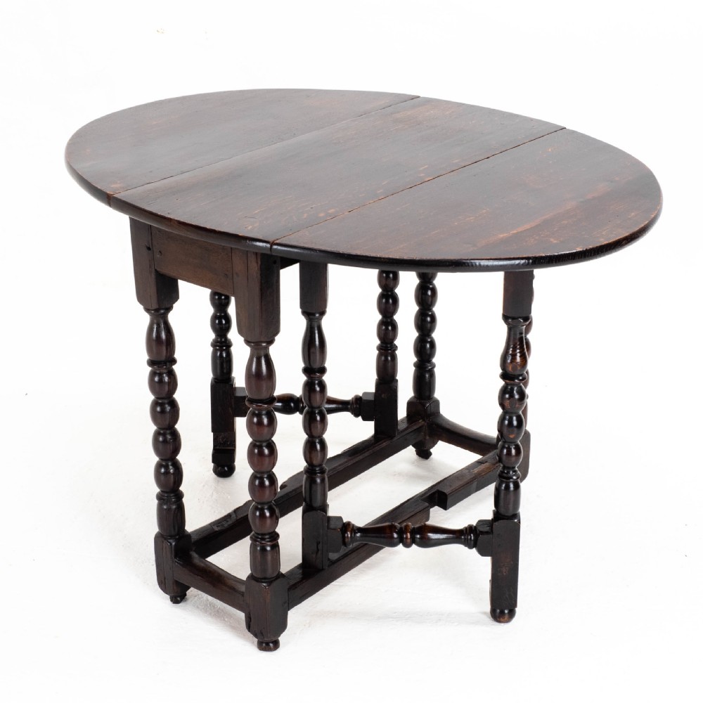 C17th Later Small Dark Oak Country Gateleg Dining Table (Side Occasional) View III
