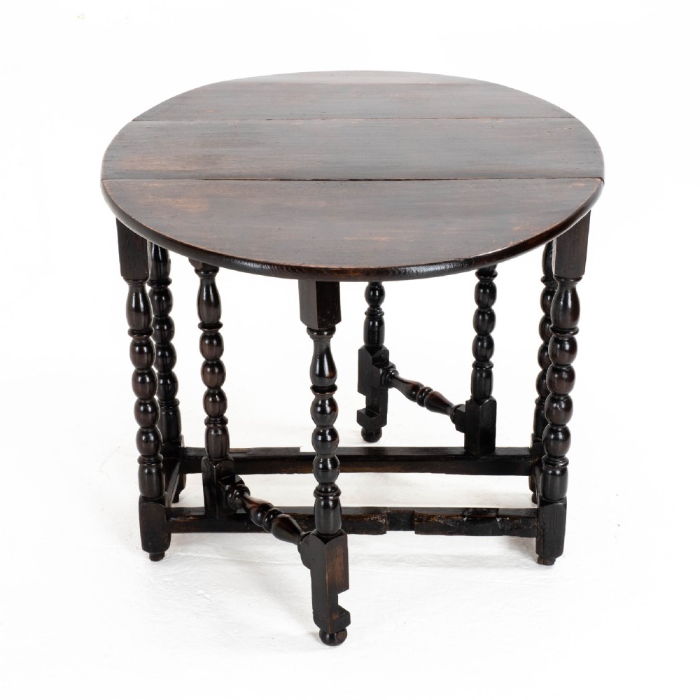 C17th Later Small Dark Oak Country Gateleg Dining Table (Side Occasional) View V