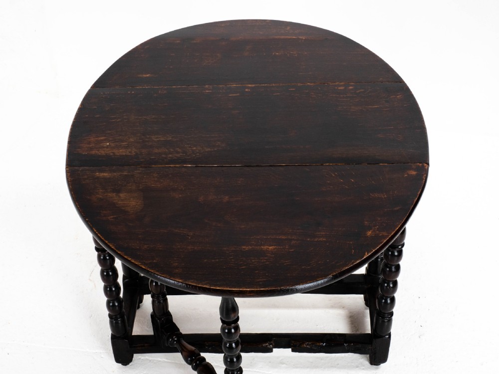 C17th Later Small Dark Oak Country Gateleg Dining Table (Side Occasional) View VI