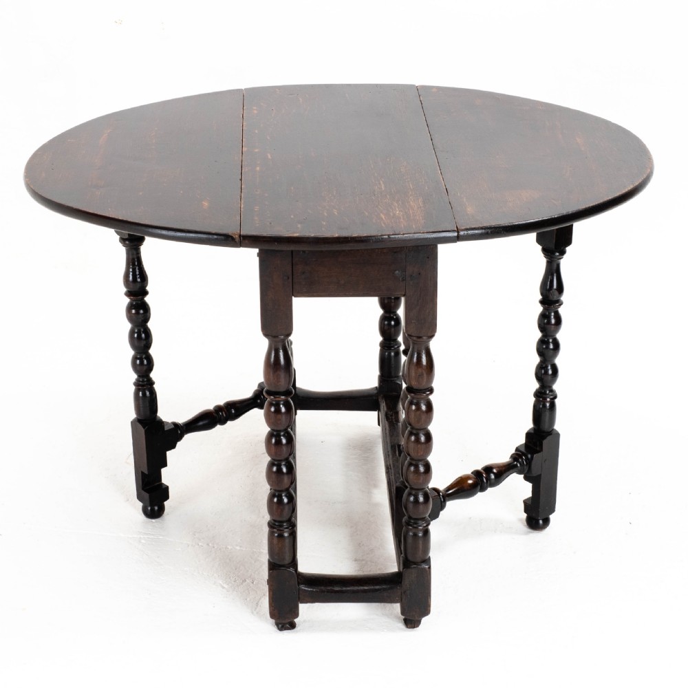 C17th Later Small Dark Oak Country Gateleg Dining Table (Side Occasional) View VIII