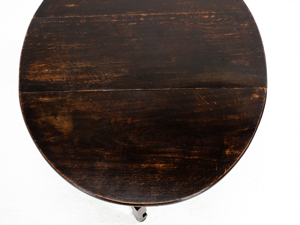 C17th Later Small Dark Oak Country Gateleg Dining Table (Side Occasional) View IX