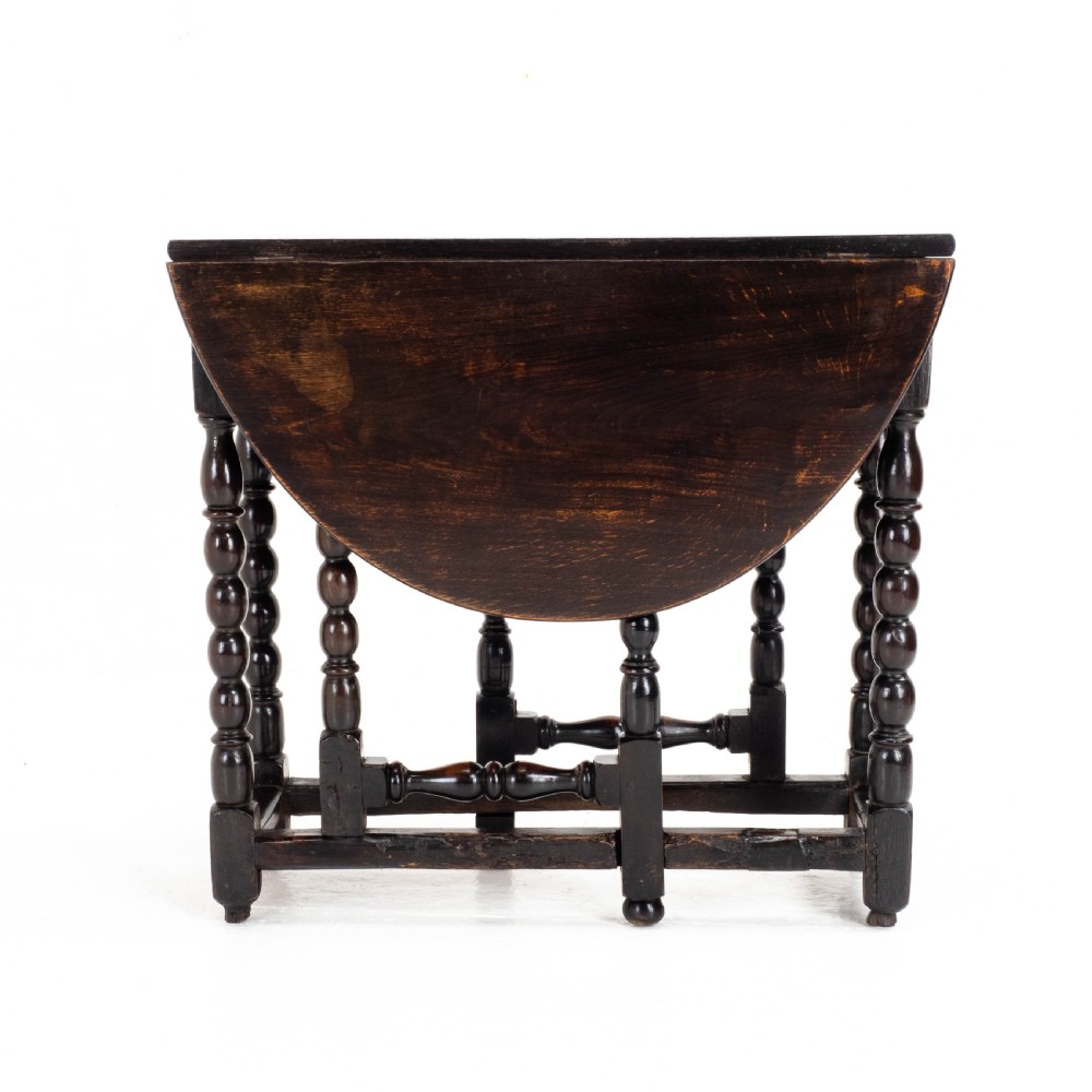 C17th Later Small Dark Oak Country Gateleg Dining Table (Side Occasional) View XVII