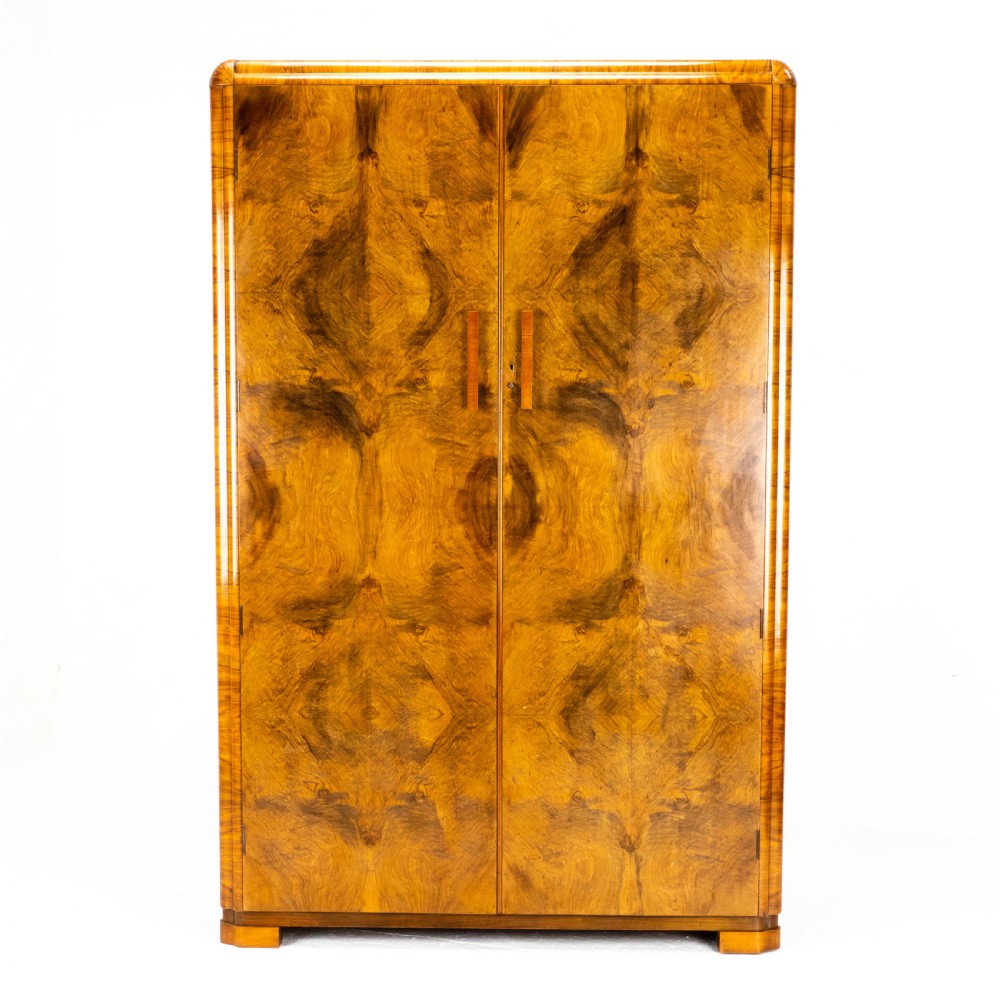 Art Deco Burr Walnut Double Wardrobe (Small Compactum Armoire) View II