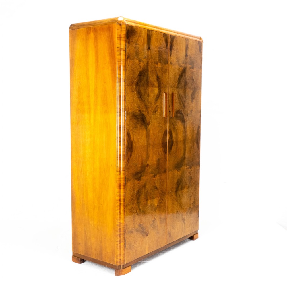 Art Deco Burr Walnut Double Wardrobe (Small Compactum Armoire) View IV