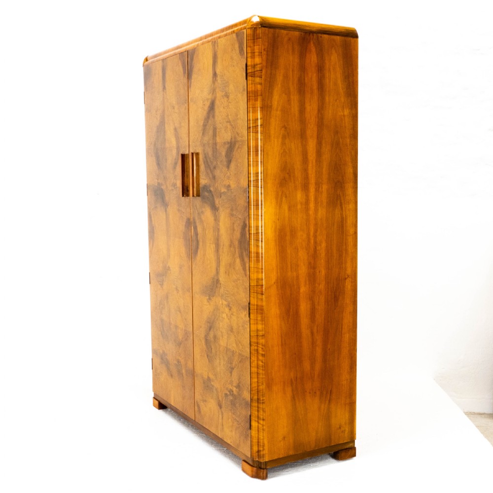 Art Deco Burr Walnut Double Wardrobe (Small Compactum Armoire) View VII