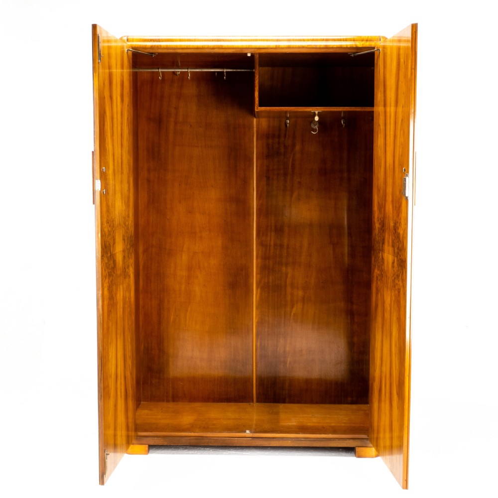 Art Deco Burr Walnut Double Wardrobe (Small Compactum Armoire) View X