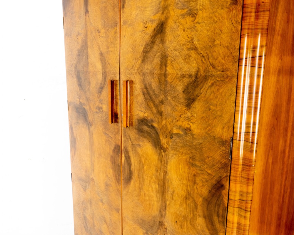 Art Deco Burr Walnut Double Wardrobe (Small Compactum Armoire) View XI
