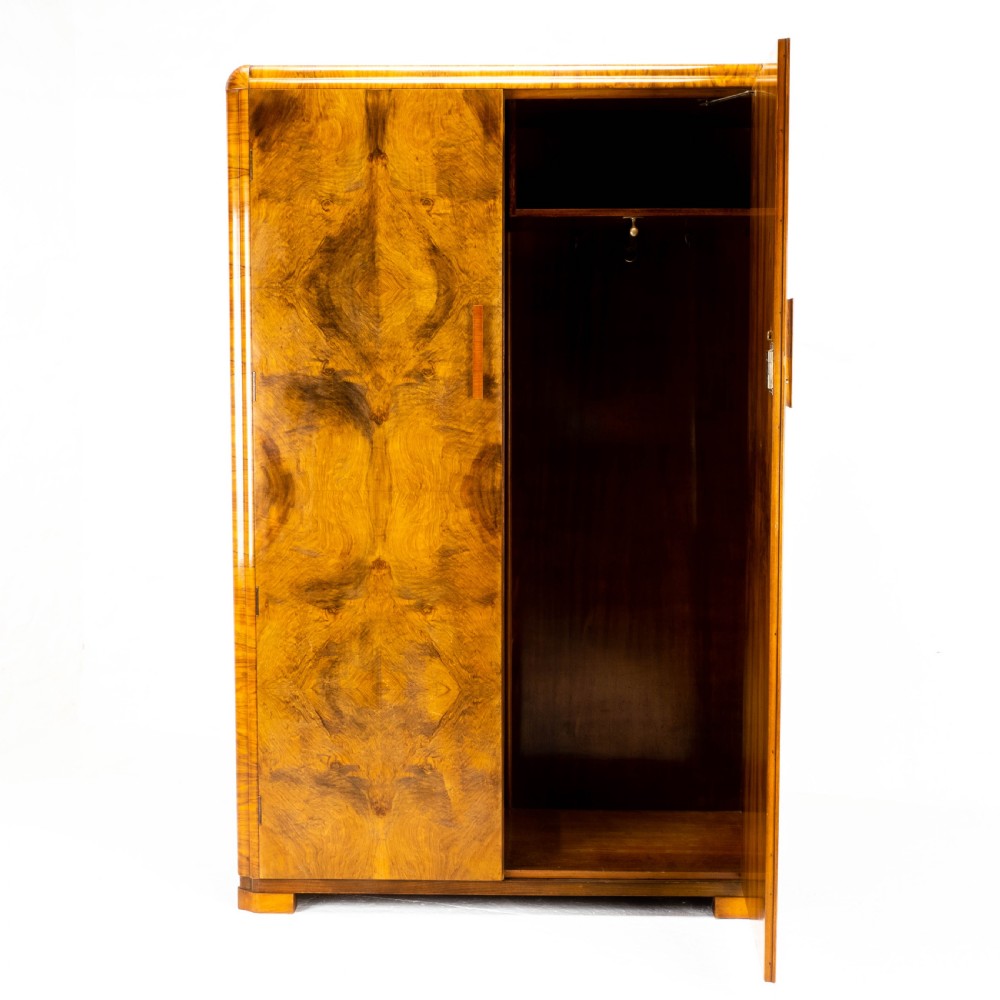 Art Deco Burr Walnut Double Wardrobe (Small Compactum Armoire) View XII