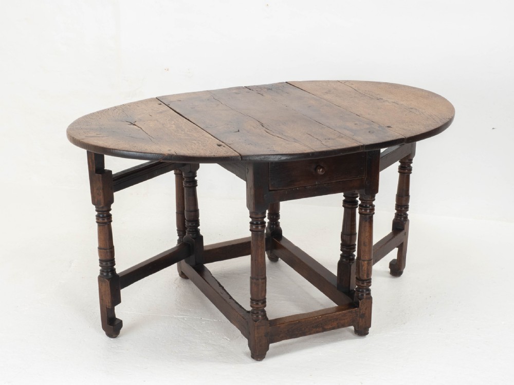 C17th Small Oak Country Gateleg Dining Table (Side Occasional) View V