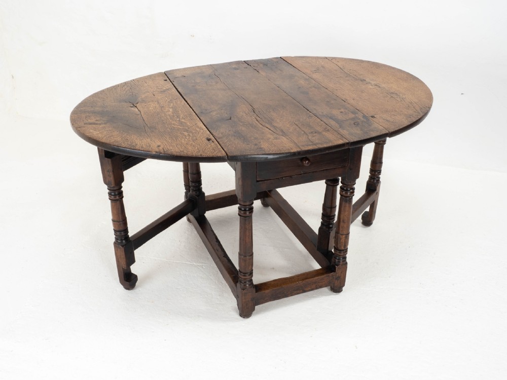 C17th Small Oak Country Gateleg Dining Table (Side Occasional) View VIII
