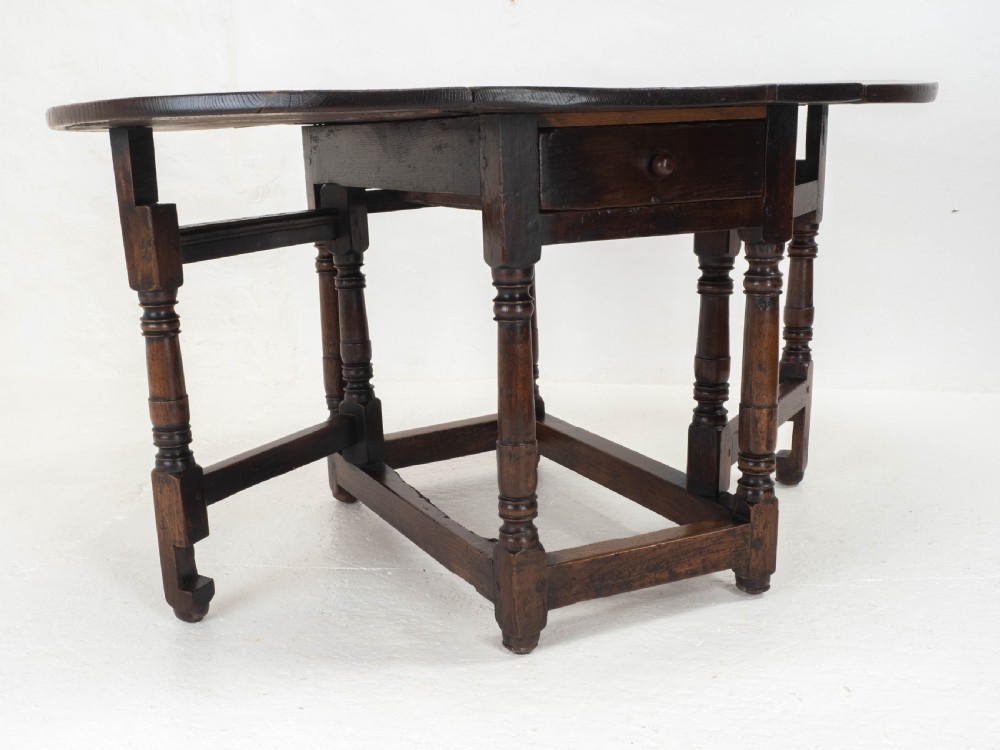 C17th Small Oak Country Gateleg Dining Table (Side Occasional) View XI