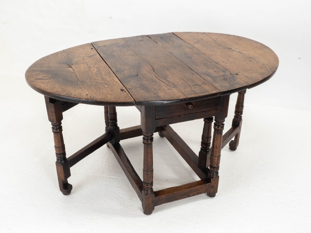 C17th Small Oak Country Gateleg Dining Table (Side Occasional) View XVI