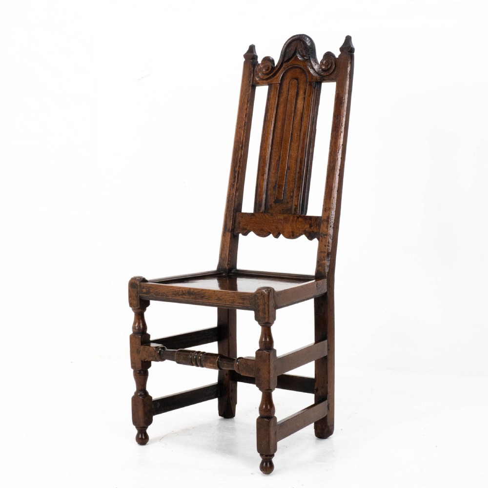William & Mary Oak High Back Side Chair, Late C17th (Carolean, Jacobean) View II