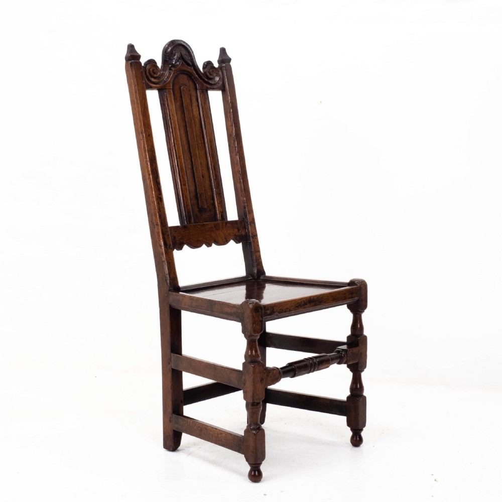 William & Mary Oak High Back Side Chair, Late C17th (Carolean, Jacobean) View III