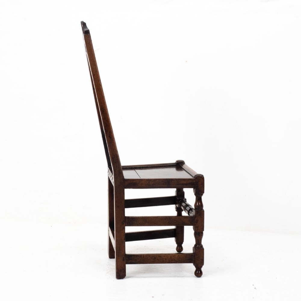William & Mary Oak High Back Side Chair, Late C17th (Carolean, Jacobean) View V