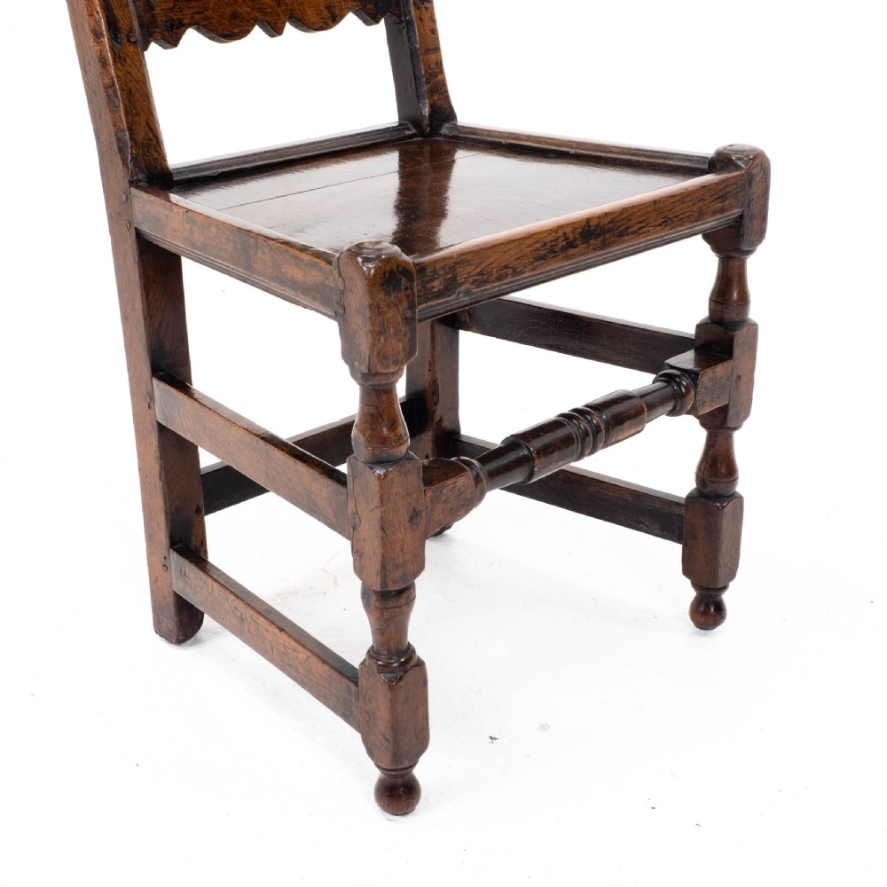 William & Mary Oak High Back Side Chair, Late C17th (Carolean, Jacobean) View XVII