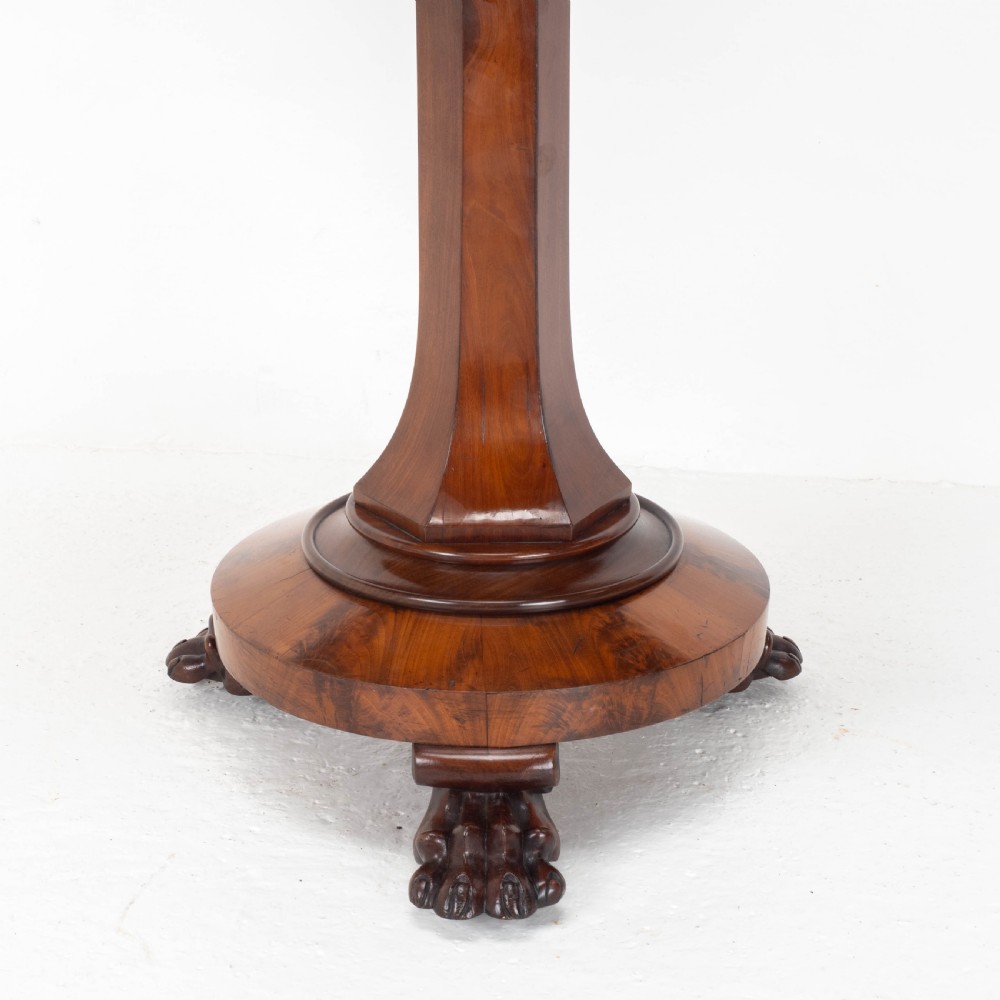 William IV Flame Mahogany Pedestal Console Fold-Over Tea Table Claw Feet C1835 View XV