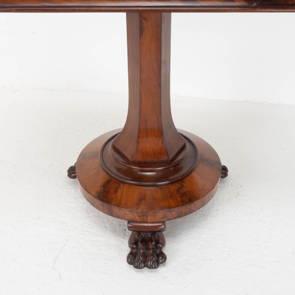 William IV Flame Mahogany Pedestal Console Fold-Over Tea Table Claw Feet C1835 View XVII