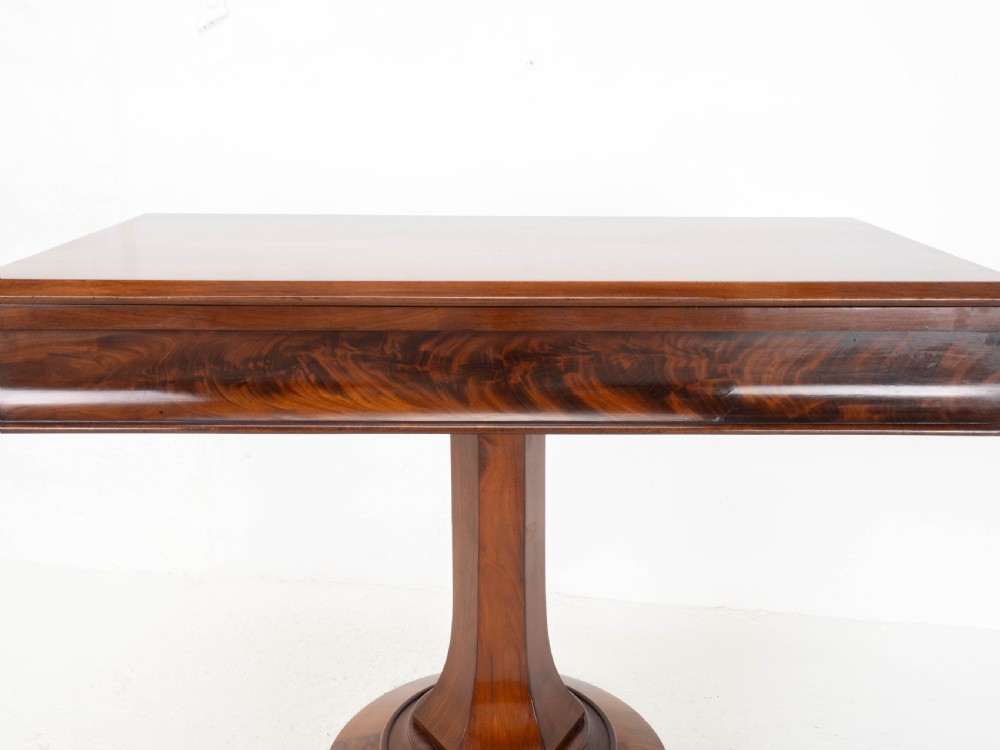 William IV Flame Mahogany Pedestal Console Fold-Over Tea Table Claw Feet C1835 View XVIII