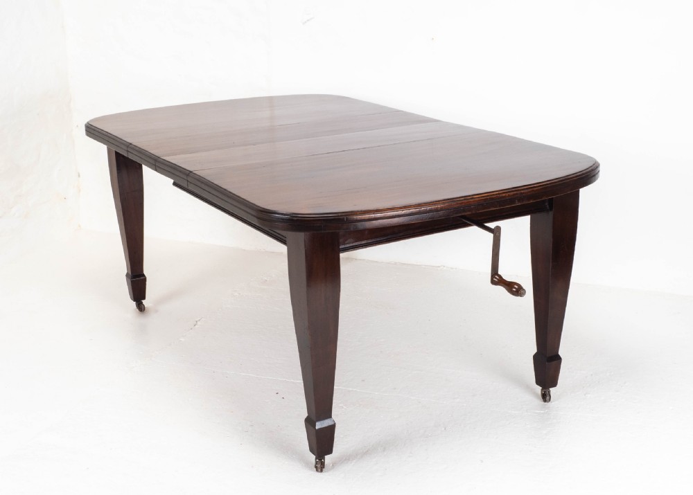 Small Edwardian Mahogany Wind-Out Extending Dining Table View VII