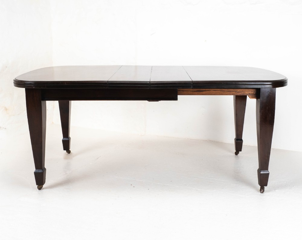 Small Edwardian Mahogany Wind-Out Extending Dining Table View IX