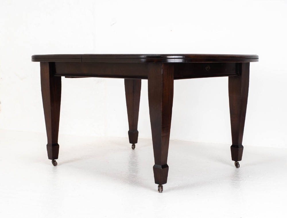 Small Edwardian Mahogany Wind-Out Extending Dining Table View XII
