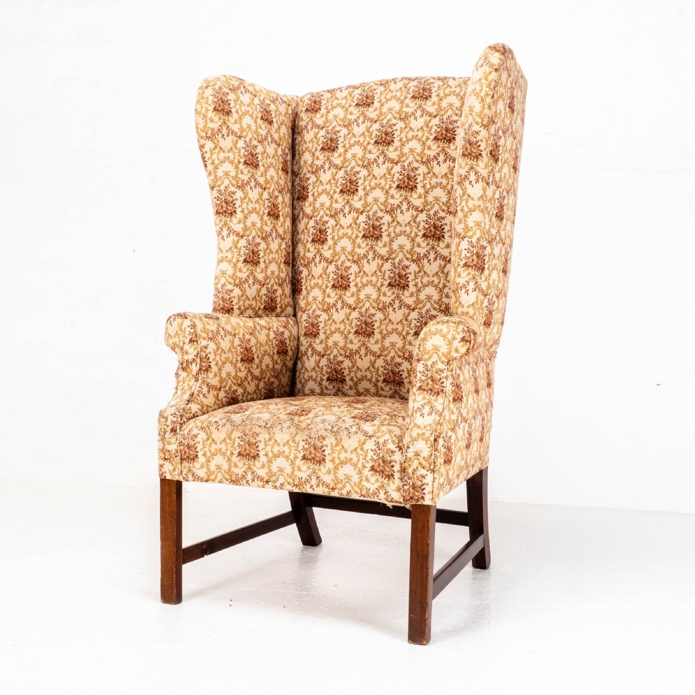 Georgian Elm & Mahogany Wing Back Armchair C18th (George III) View II