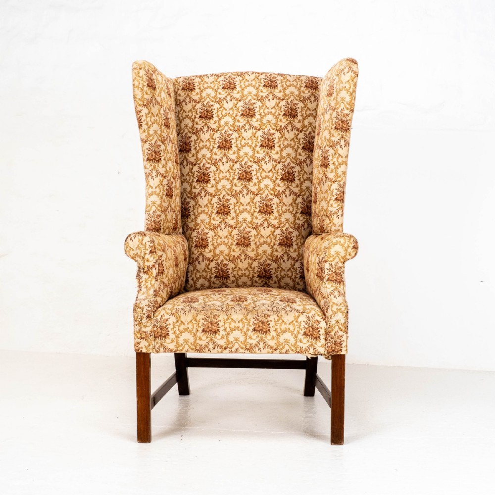 Georgian Elm & Mahogany Wing Back Armchair C18th (George III) View III