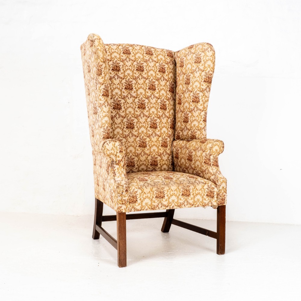 Georgian Elm & Mahogany Wing Back Armchair C18th (George III) View IV