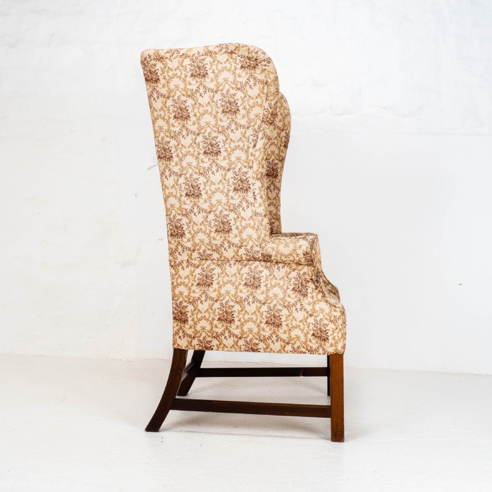 Georgian Elm & Mahogany Wing Back Armchair C18th (George III) View V