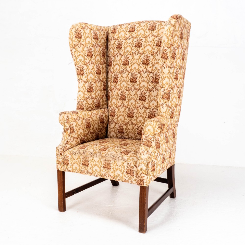 Georgian Elm & Mahogany Wing Back Armchair C18th (George III) View VIII