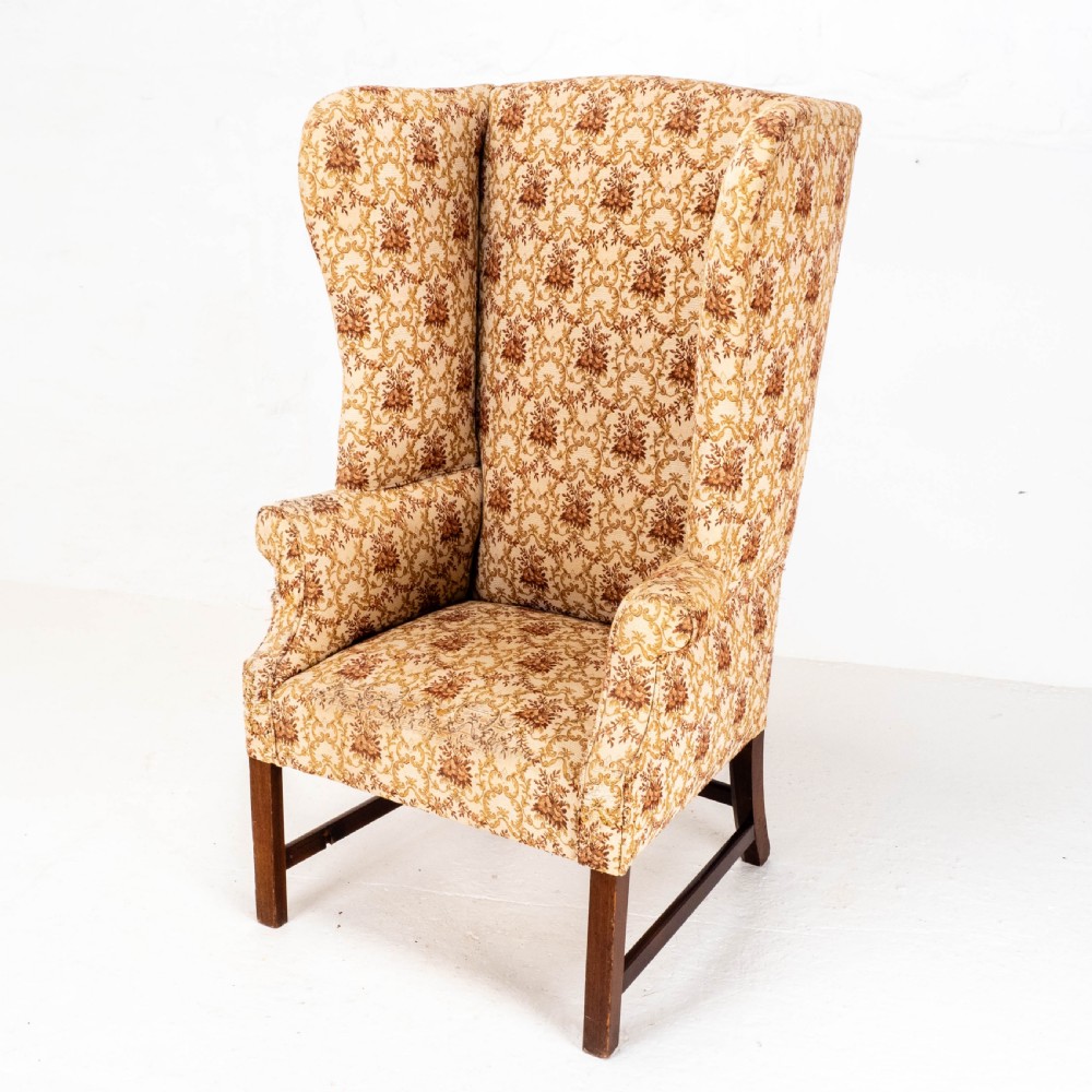 Georgian Elm & Mahogany Wing Back Armchair C18th (George III) View IX